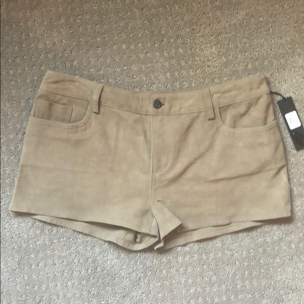Tan 100% leather suede shorts super soft